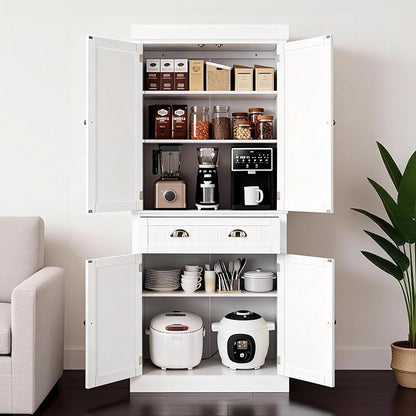VINGLI 71-Inch White Storage Cabinets - Image 3