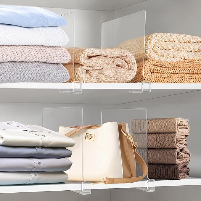 11 Inches Clear Shelf Dividers for Closet Organization and Storage, 6 Pack - Image 6