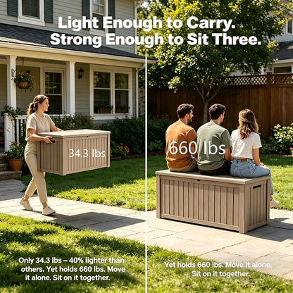 180 Gallon Outdoor Storage Box Waterproof, Large Resin Deck Box - Image 2