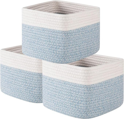 OIAHOMY 9”x9”x7” Storage Cubes, Cotton Rope Woven Baskets by MasterofSpaceOptimization