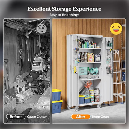 VINGLI 72'' Tall Garage Storage Cabinet, Metal Storage Cabinet - Image 9
