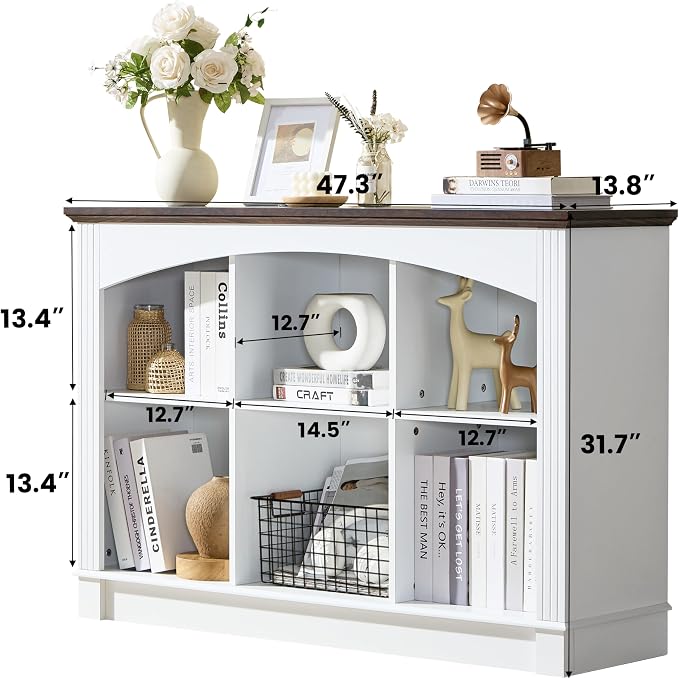 White Bookshelf, 6-Cube Bookcase and Kids Bookshelf, Wooden Storage Cabinet - Image 2