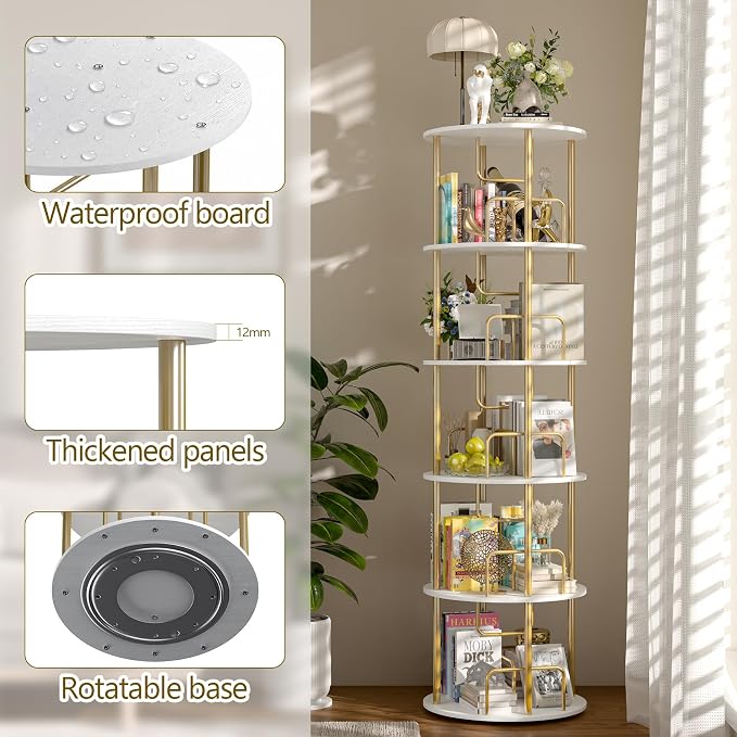 360° Rotating Bookshelf, Revolving Bookcase - Image 5