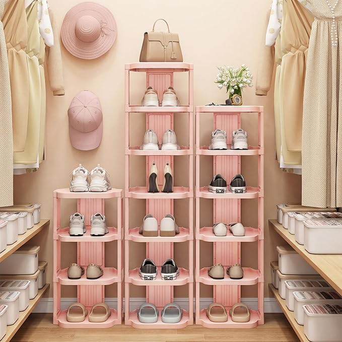 Kitstorack 8-Tier Vertical Plastic Shoe Rack, Freestanding Stackable Shoe - Image 2