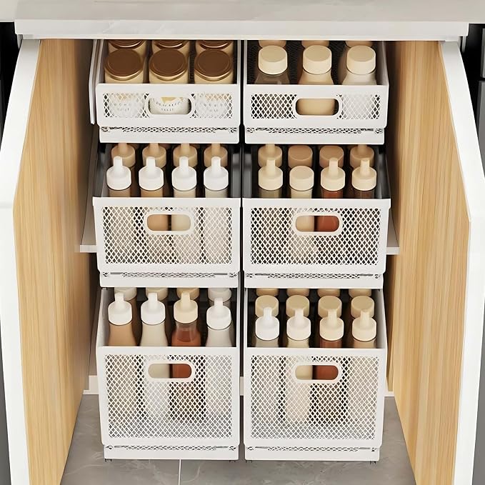 Slide-Out Storage Baskets W9.4"xD11.8"xH6.1" Rustproof Carbon Steel pull out by MGMGART