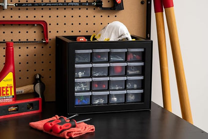 IRIS USA 16-Drawer Small Drawer Organizer, Garage Desk Storage, Stackable - Image 2