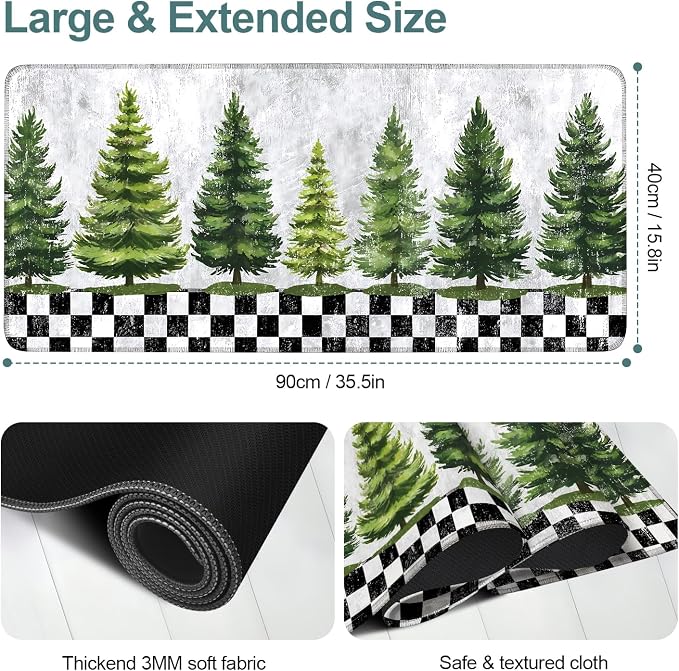 Christmas Tree Gaming Mouse Pad 35.4"x15.7"Desk Mat Anti-Slip Rubber Base & - Image 2