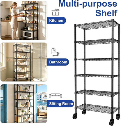 REGILLER 6-Wire Shelving Metal Storage Rack Adjustable Shelves, Standing - Image 5