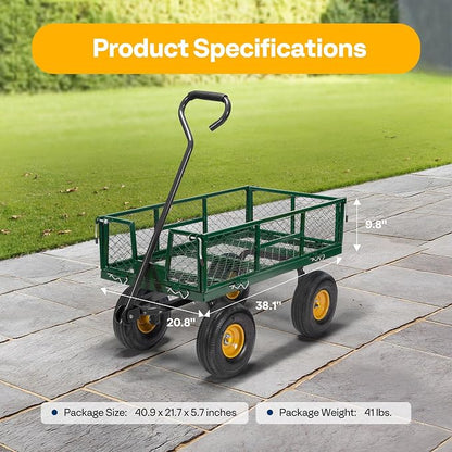 VIVOHOME Heavy Duty 880 Lbs Capacity Mesh Steel Garden Cart Folding Utility - Image 3