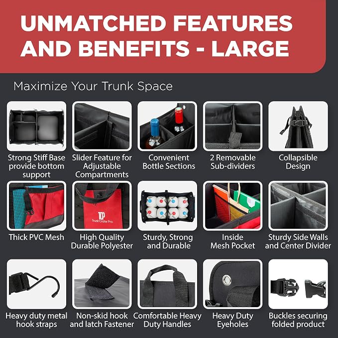 TRUNKCRATEPRO Red Car Accessories Trunk Organizer - Image 3