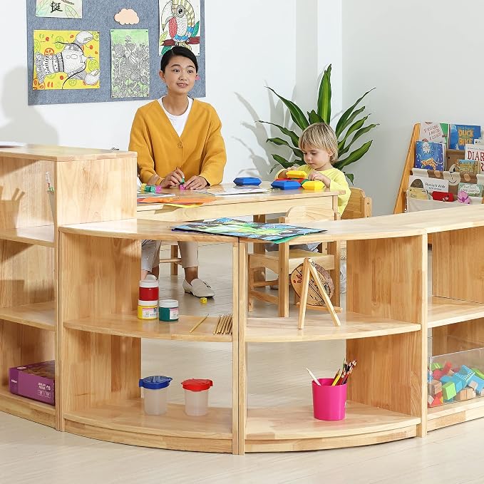 Curved Storage Bookcase Montessori Shelf-Toy, Arts Storage - Image 2