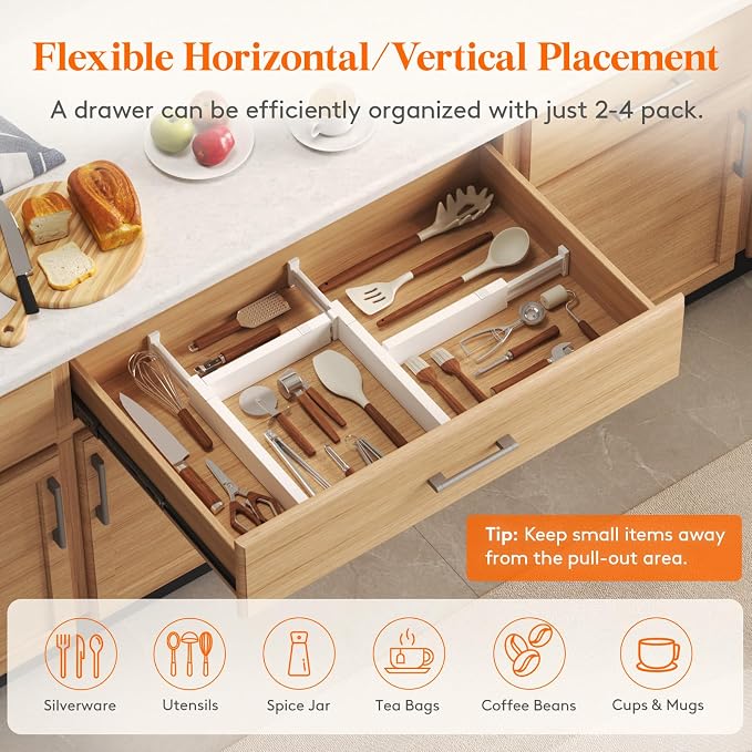 Lifewit 2.36" Upgrade Kitchen Drawer Dividers, Adjustable Drawer Organizer | - Image 6