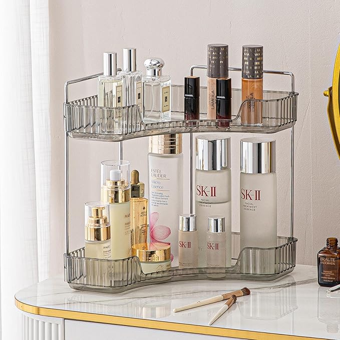 2-Tier Corner Bathroom Counter Organizer – Classic Storage Shelf by SHUANGQING