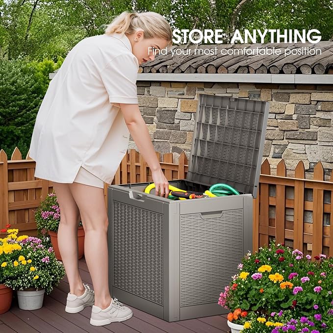 31 Gallon Outdoor Storage Deck Box Waterproof, Garden Tool, Backyard Cushion - Image 4