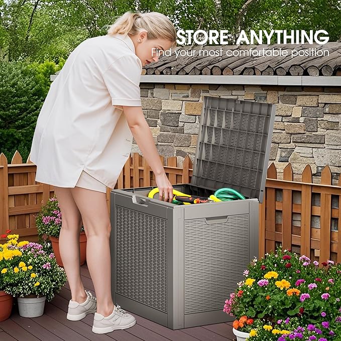 30 Gallon Outdoor Storage Deck Box Waterproof, Garden Tool, Backyard Cushion - Image 7