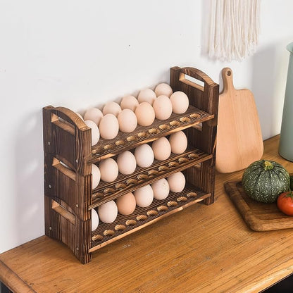 Wooden Egg Holder 3 Layer Fresh Egg Rack Holders Countertop Stackable Quail Egg - Image 8