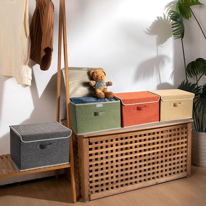 Storage Bins with Lid, Foldable Clothing Storage Box case with Handle - Image 2