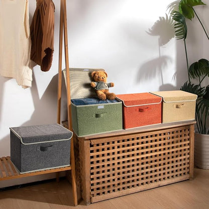 Storage Bins with Lid, Foldable Clothing Storage Box case with Handle - Image 2