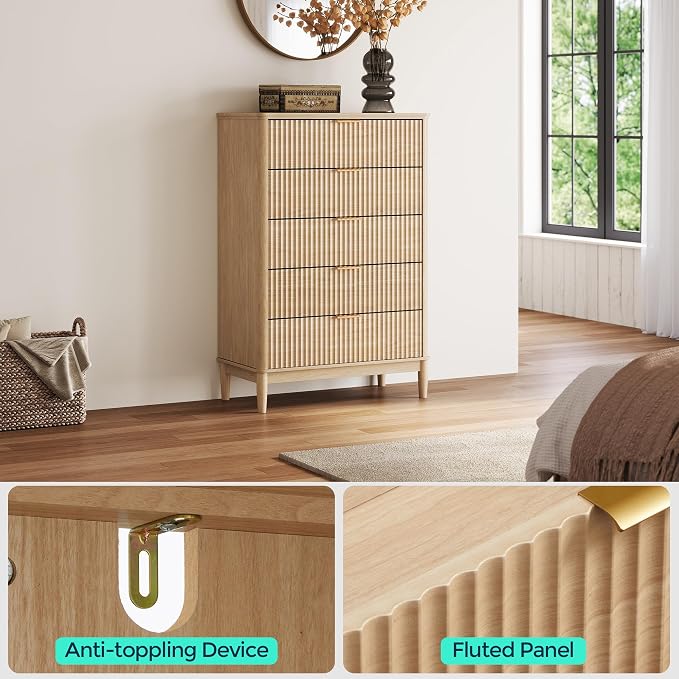 LINSY Fluted Dresser for Bedroom - Image 5
