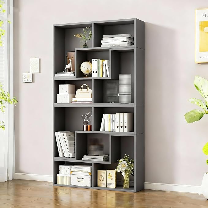 Expandable Bookcase with Adjustable Width, Wooden Room Divider Bookshelf by Unknown