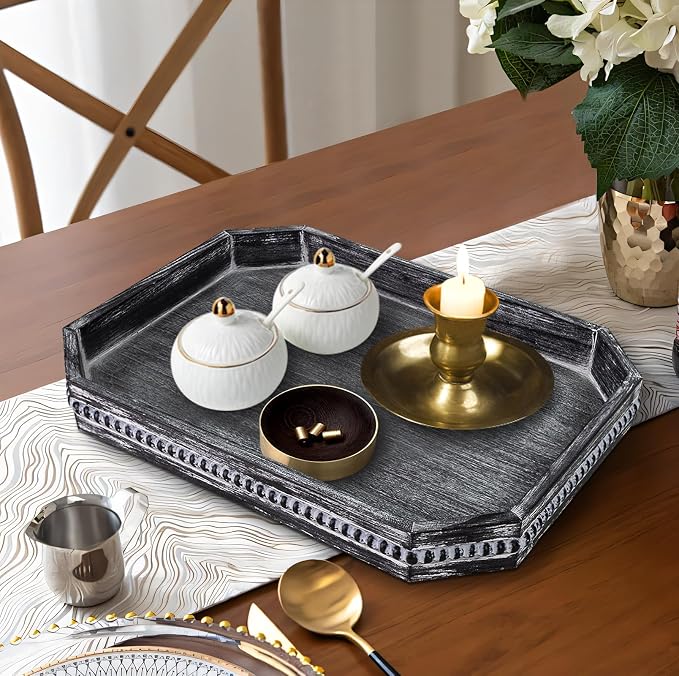 MAONAME Wood Serving Tray, Farmhouse Wooden Tray - Image 5