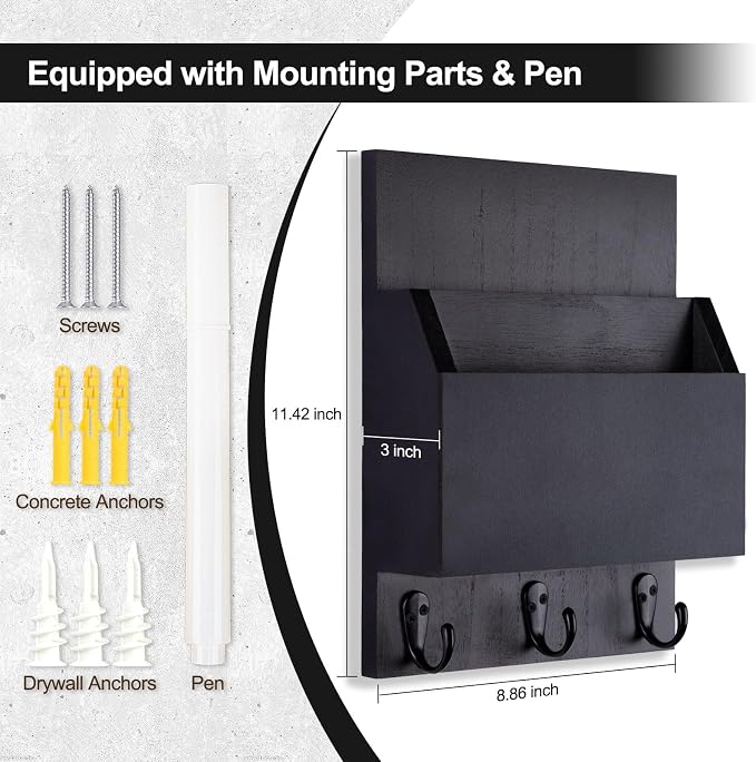 Key and Mail Holder for Wall Mount, Entryway Mail Holder - Image 6