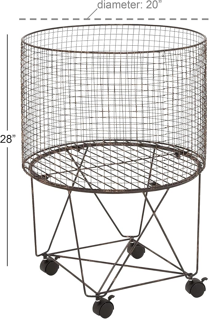 Deco 79 Metal Cylinder Storage Cart - Image 3