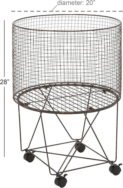 Deco 79 Metal Cylinder Storage Cart - Image 3