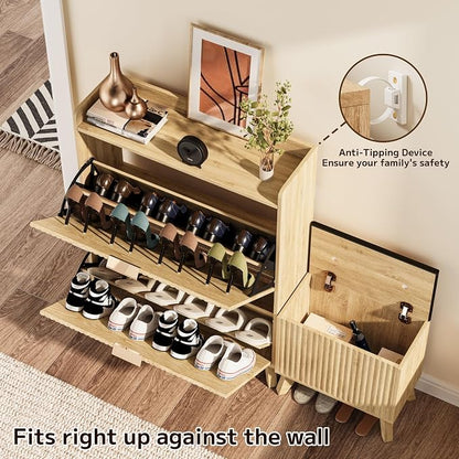 Fluted Shoe Cabinet Storage - Image 3