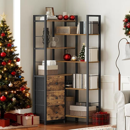 Corner Bookshelf, 7 Tier L-Shaped Bookcase - Image 2