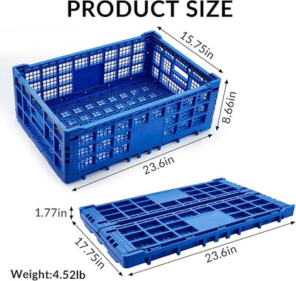 Collapsible Storage Crates, 52 Liter Heavy Duty Foldable Plastic Crates - Image 3