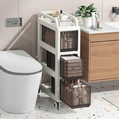 Bathroom Storage with Drawers, 7.87" Wide Slim Storage Cabinet | Freestanding - Image 6