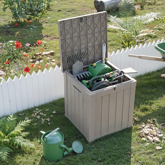 50 Gallon Resin Deck Box, Lockable Outdoor Storage Box - Image 4