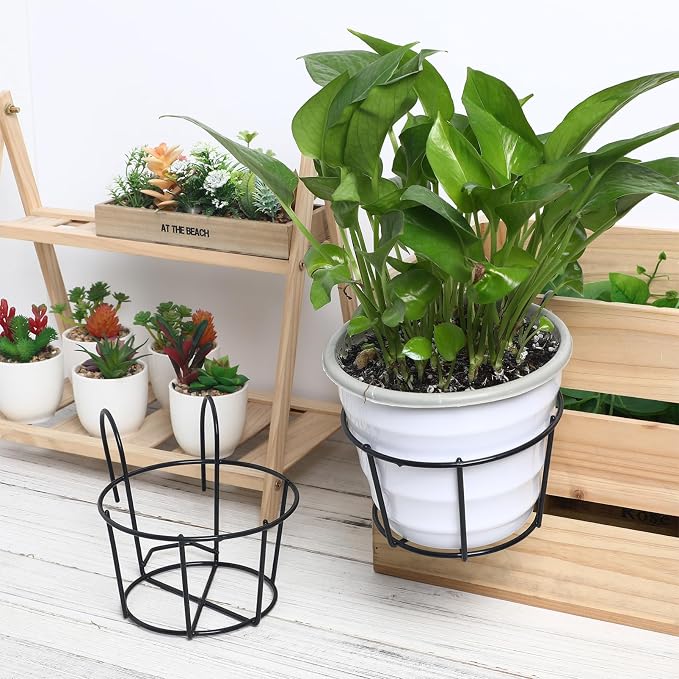 Toyvian Hanging Flowerpot Holder Round 1 Tier Balcony Flower Stand Lightweight - Image 8