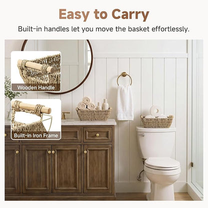 StorageWorks Small Baskets for Shelf, Seagrass Woven Basket - Image 4