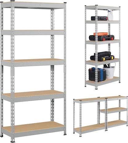 Topeakmart 2 PCS 5-Tier Utility Shelves, Metal Storage Shelves Garage Shelving - Image 6