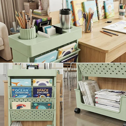 5-Tier Rolling Bookshelf Magazine Rack - Image 6