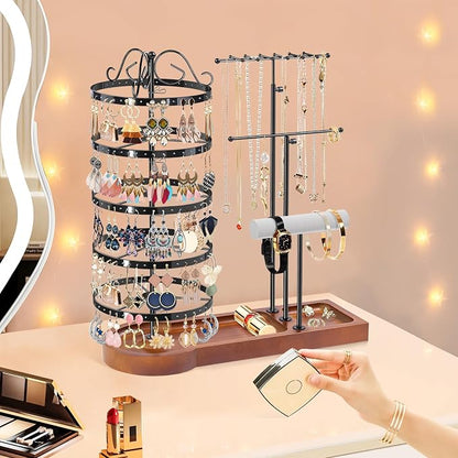 KALYLOC Jewelry Earring Holder Organizer, Adjustable 5 Tiers Rotating Earring - Image 5