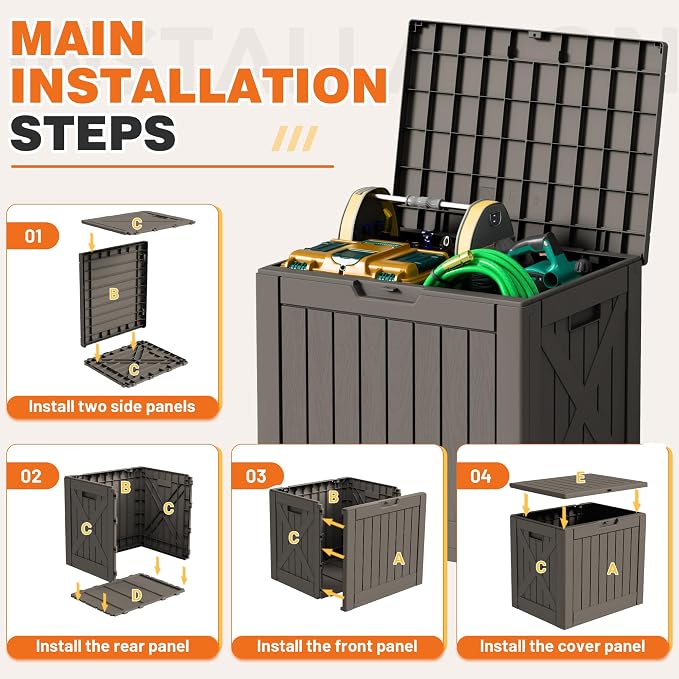 42 Gallon Outdoor Storage Box, Lockable Resin Deck Box - Image 7