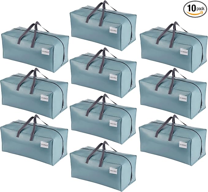 VENO 10 Pack Moving Bags w/Backpack Straps, Heavy Duty, Moving Boxes Alternative by Veno