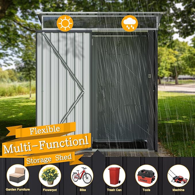 Shintenchi 5x3 FT Outdoor Storage Shed - Image 3