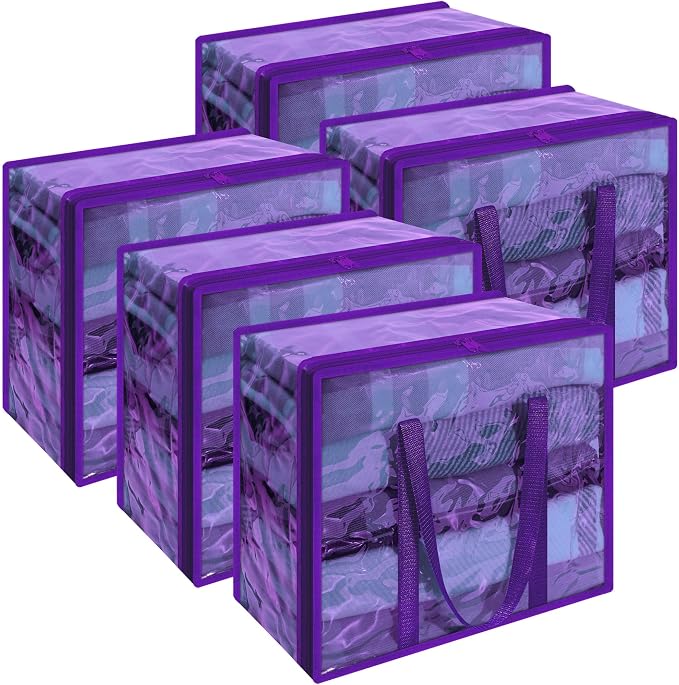Vieshful Purple 40L Clear Clothes Storage Bag Colorful Clothes Organizer by Vieshful