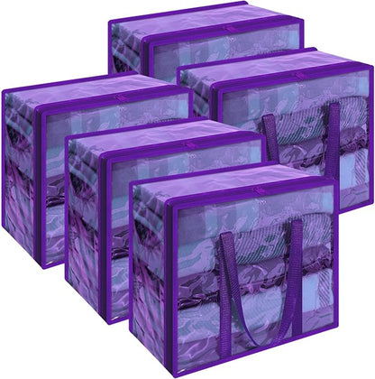 Vieshful Purple 40L Clear Clothes Storage Bag Colorful Clothes Organizer by Vieshful