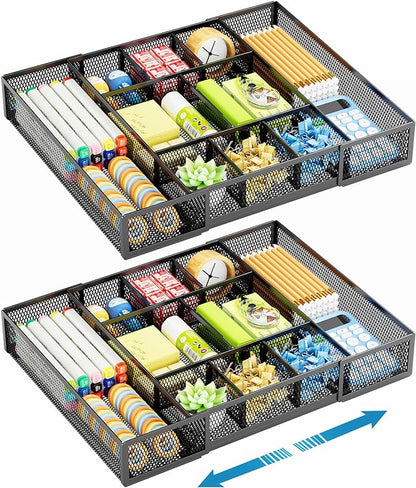 Marbrasse Expandable Desk Drawer Organizer, Mesh Drawer Organizer Tray by Marbrasse