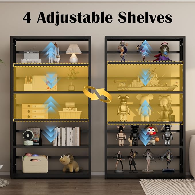 5 Tier Bookcase, Industrial Bookshelf, Home Office Bookcase Shelf Storage - Image 5