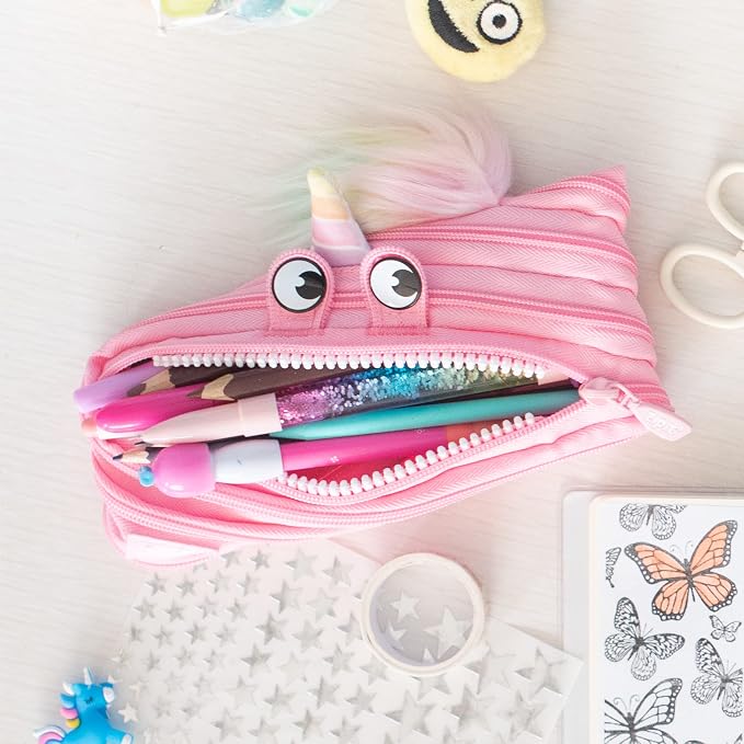 ZIPIT Unicorn Pencil Case for Girls, Cute Zipper Pouch for Kids Teens, - Image 3