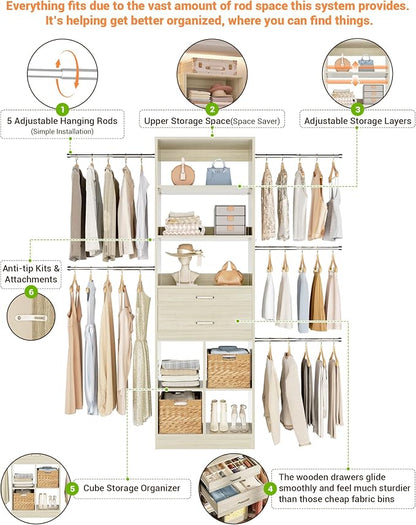 Small Closet System, 3.2-6.8FT Small Closet Organizer - Image 4