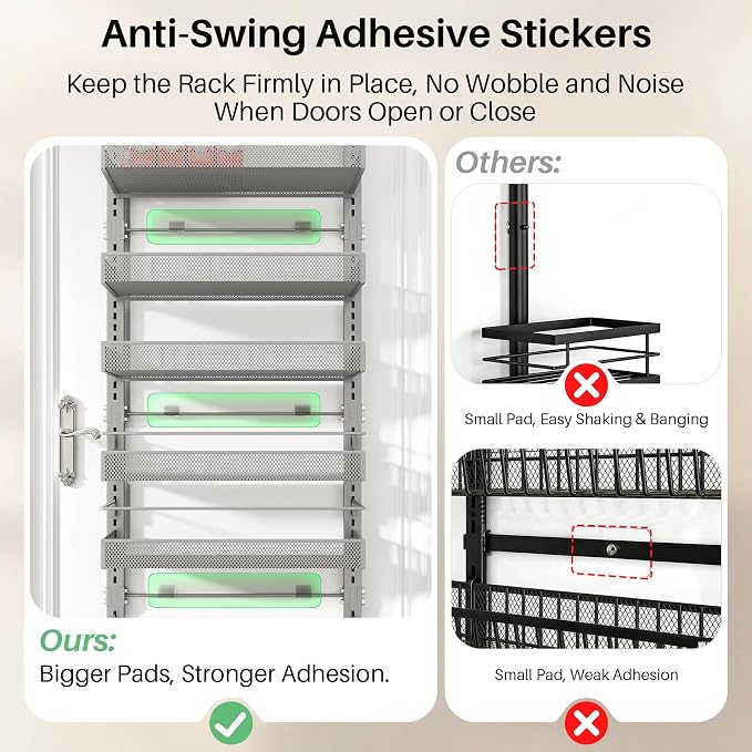 SNTD 8 Tiers Over the Door Organizer, Height Adjustable Spice Rack, Dense Mesh - Image 6
