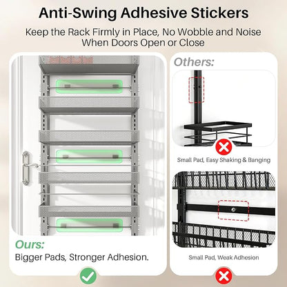 SNTD 8 Tiers Over the Door Organizer, Height Adjustable Spice Rack, Dense Mesh - Image 6