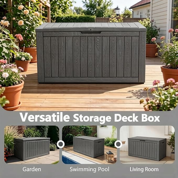 Outdoor Storage Box, 120 Gallon Resin Deck Boxes Outdoor Waterproof - Image 4